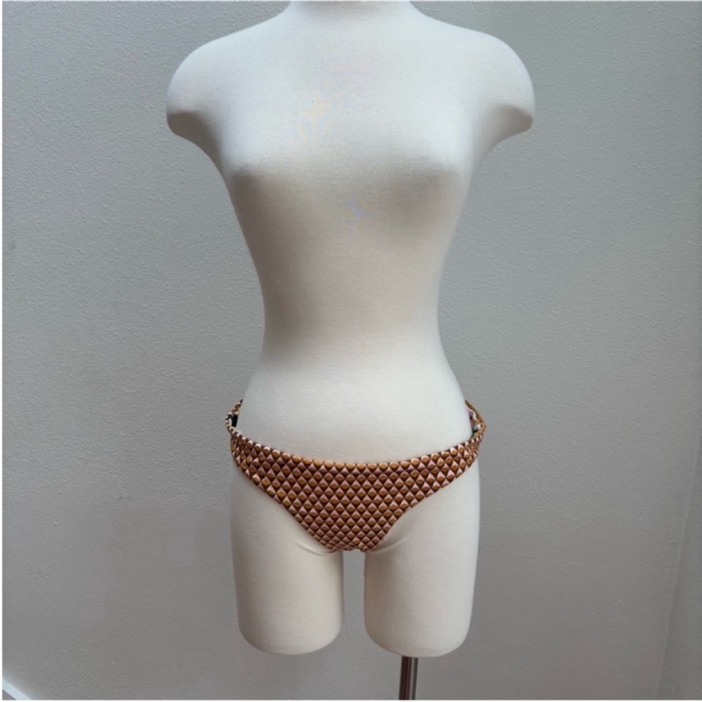 Maaji Floral Bikini Bottom Reversible Geometric Retro Swim Yellow Size Large Xl - Picture 4 of 14